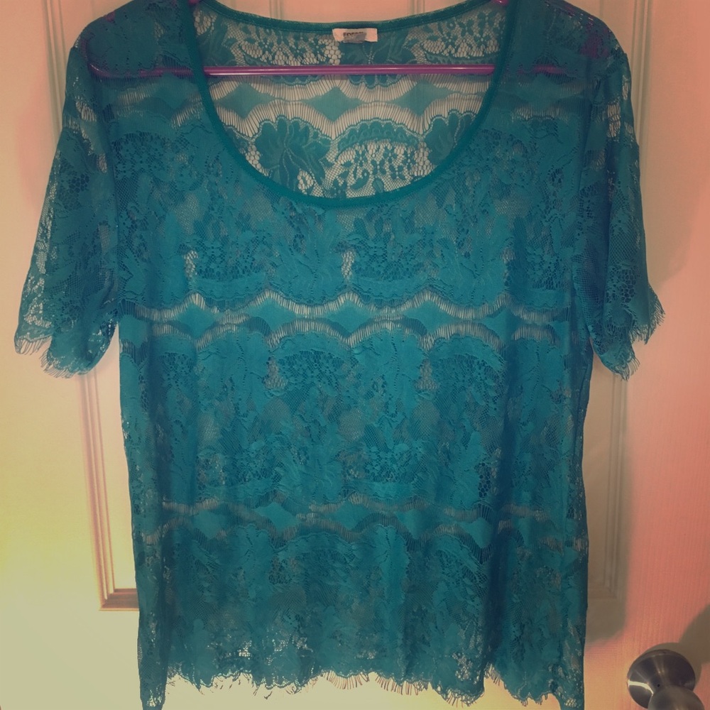 Fossil Turquoise Lace Blouse