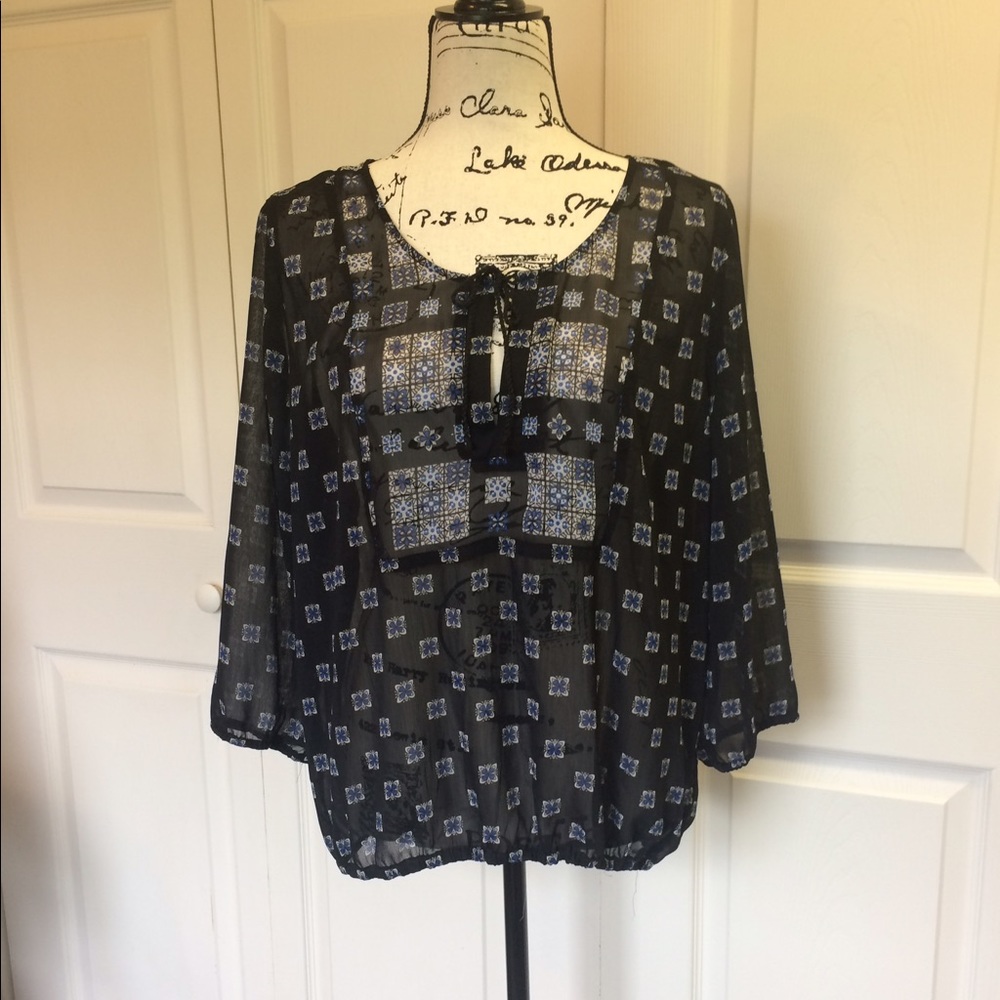 Maurice's Black Sheer Blouse, size large