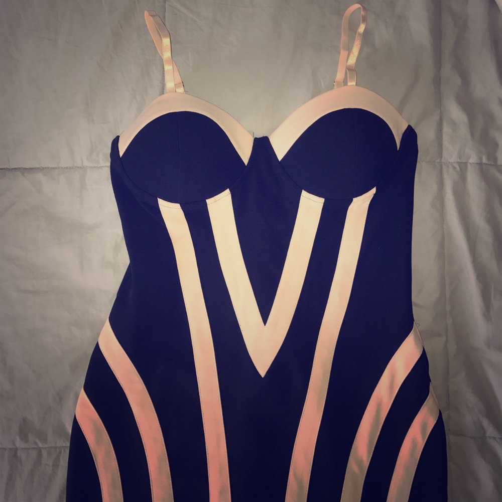 Dark navy and beige dress