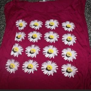 Maroon sunflower cropped tank