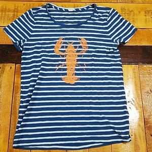 J. Crew Short Sleeve Top with Lobster Design
