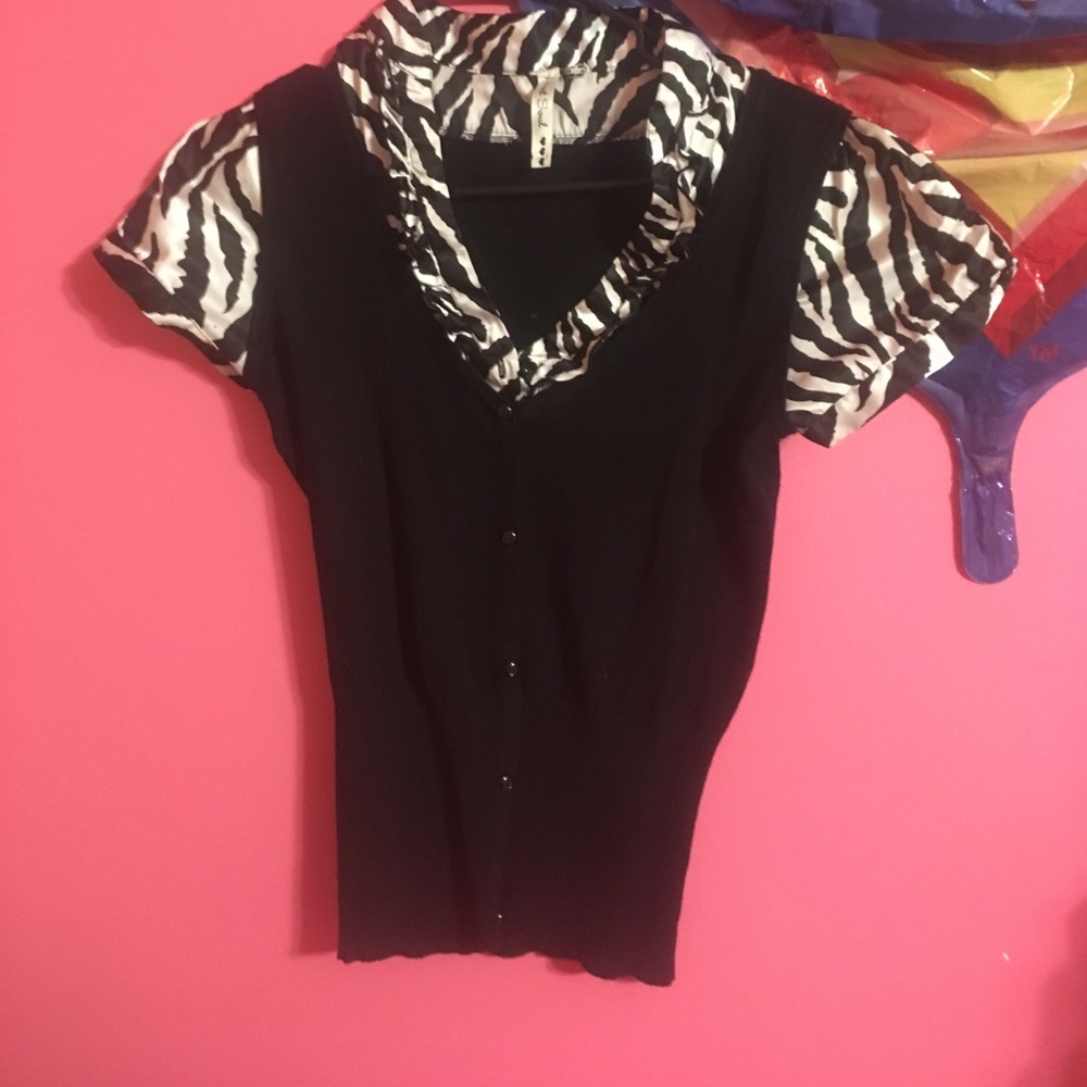Black and Zebra Print Top
