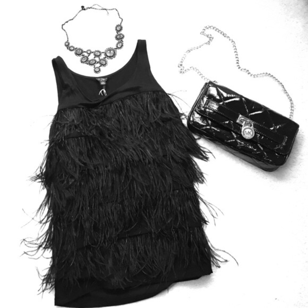 Ann Taylor black feather top