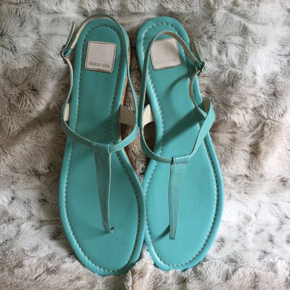 Aqua Blue Dolce Vita Flat Sandal