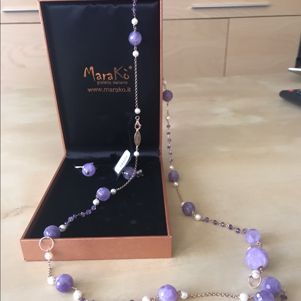 Amethyst Freshwater Pearls in Rose Gold setting