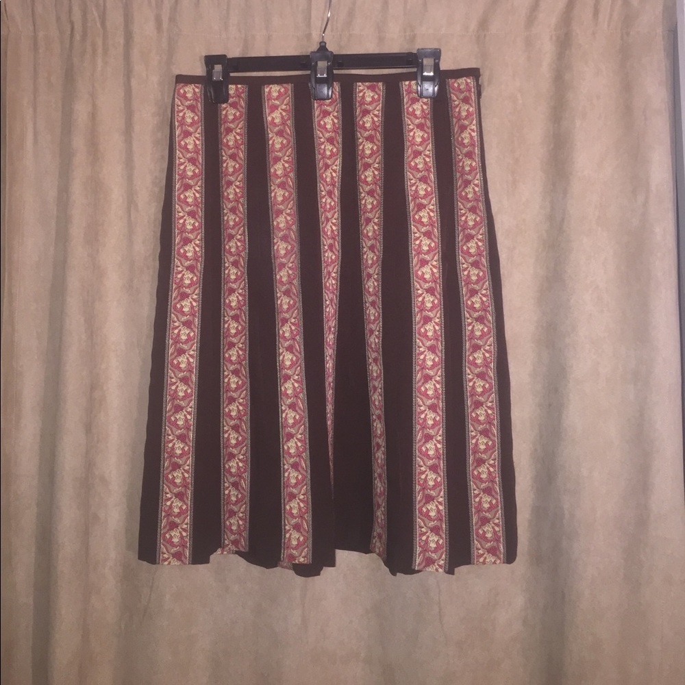 Brown, Red, & Gold Silk Skirt by Ann Taylor