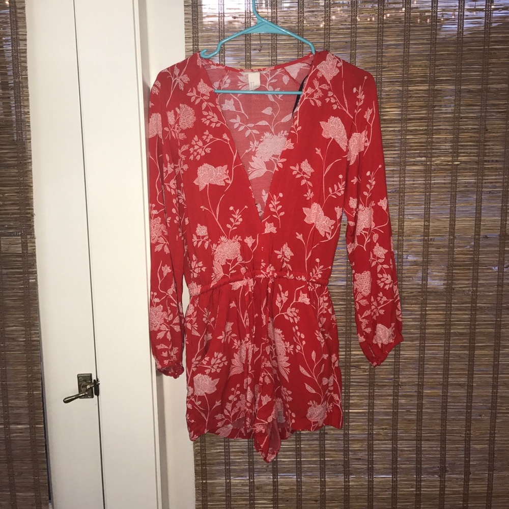 Floral red romper