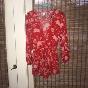 Floral red romper