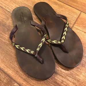 American Eagle Aztec style flip flops
