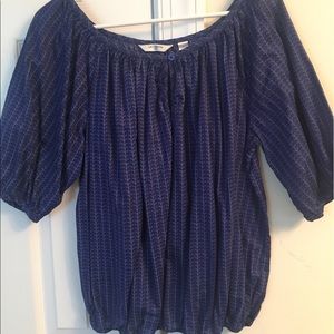 Liz Claiborne purple/navy print blouse XL