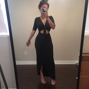 Soft Charcoal Front Tie Dress