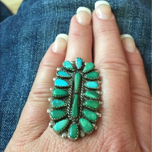 🔺SOLD🔻Vintage petite point turquoise ring - Picture 4 of 5