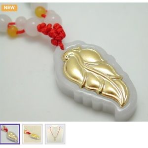 24k Yellow Gold & Genuine Hand Carved Jade/Jadeite