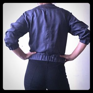 blue silk blazer for dressing up or casual