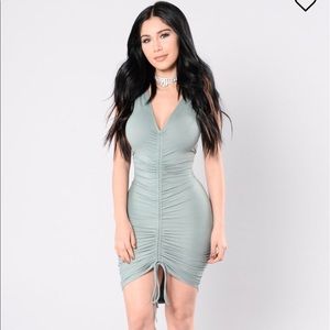 Fashion Nova Pour the Champagne Dress Dusty Sage