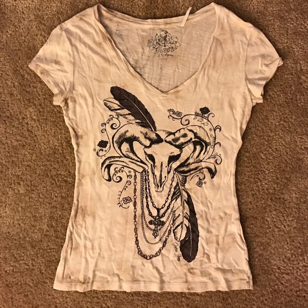 Distressed tee.