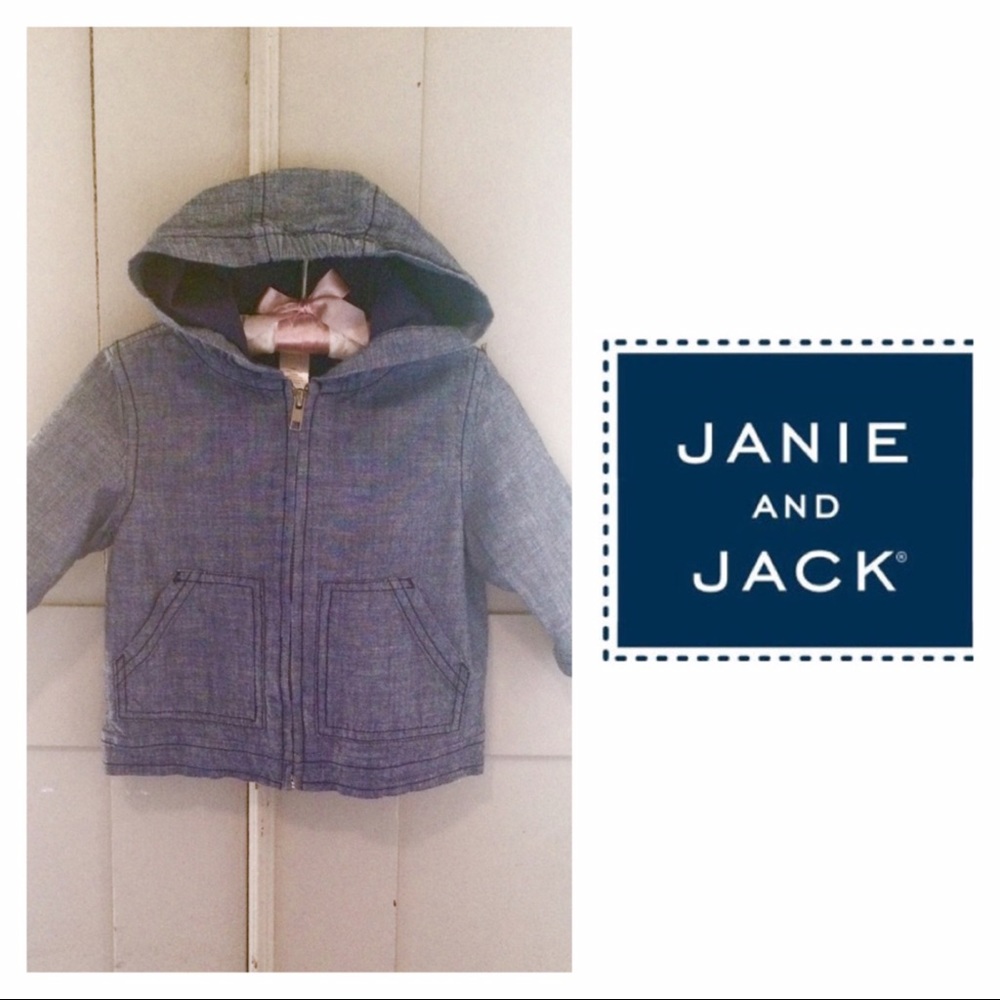 Janie and Jack Chambray Lined Hooded Jacket