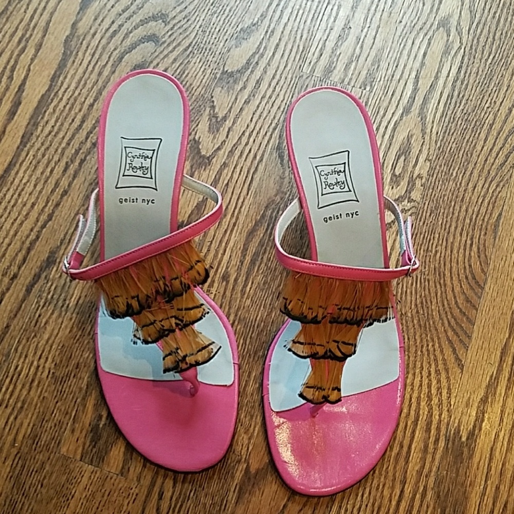 NWOT Cynthia Rowley Feather Heel Sandals