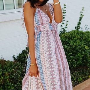 Lulus multi-print maxi dress, sz S