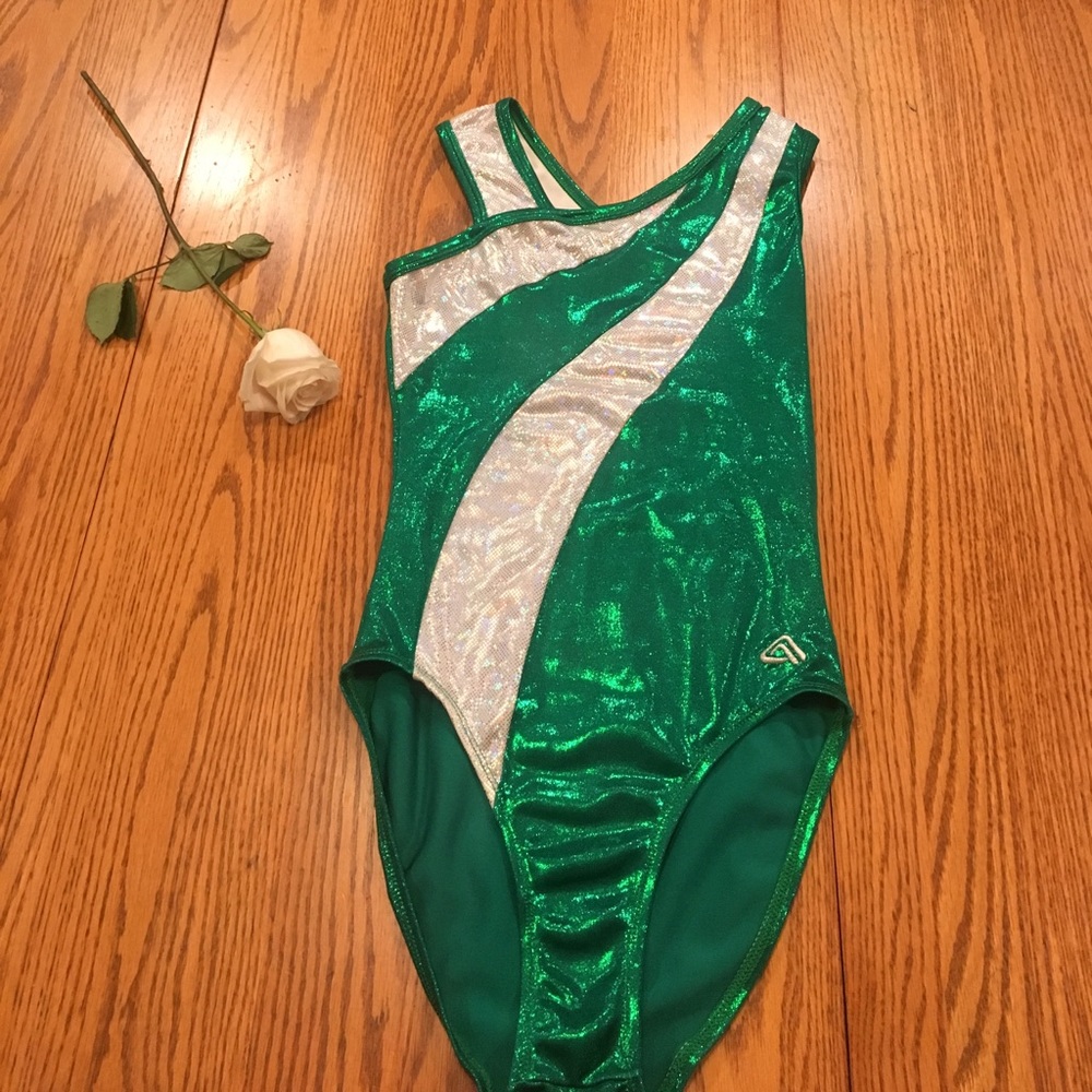 Green and White Alpha Factor Competition Leotard