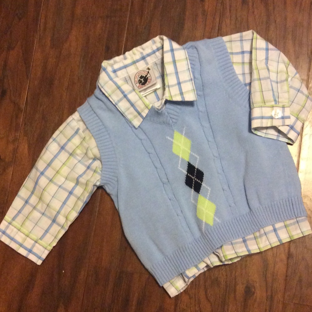 NWOT Sz 0-3m Button-Down shirt & Vest