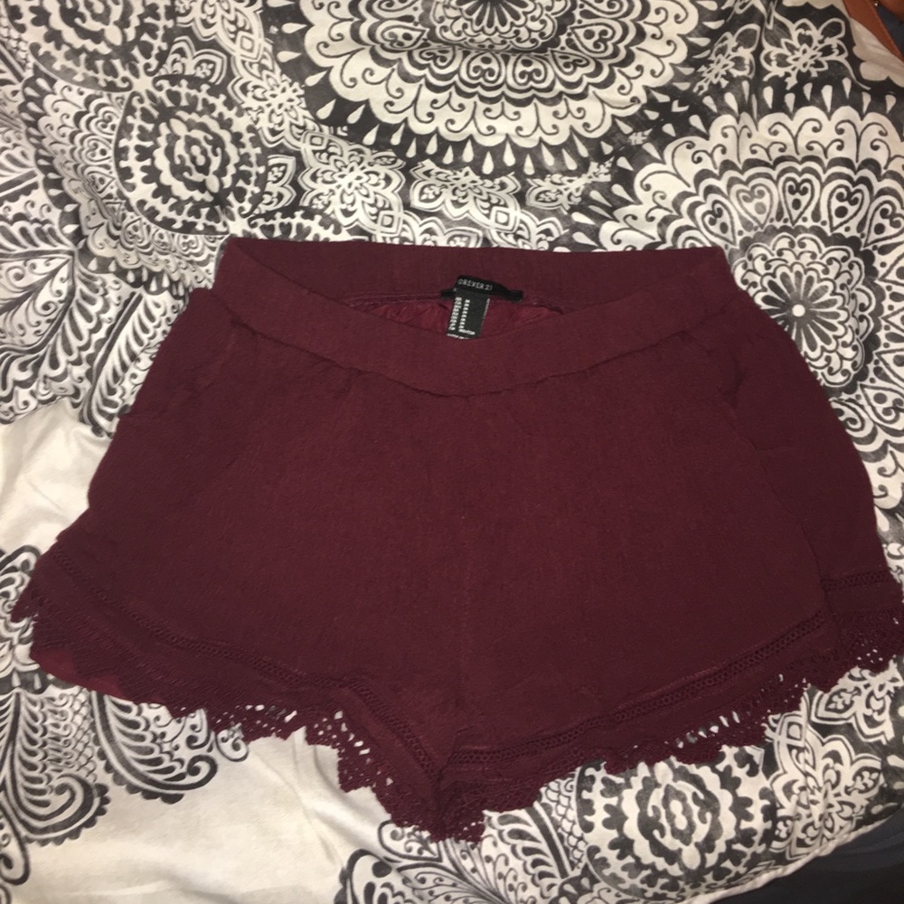 Maroon forever 21 shorts