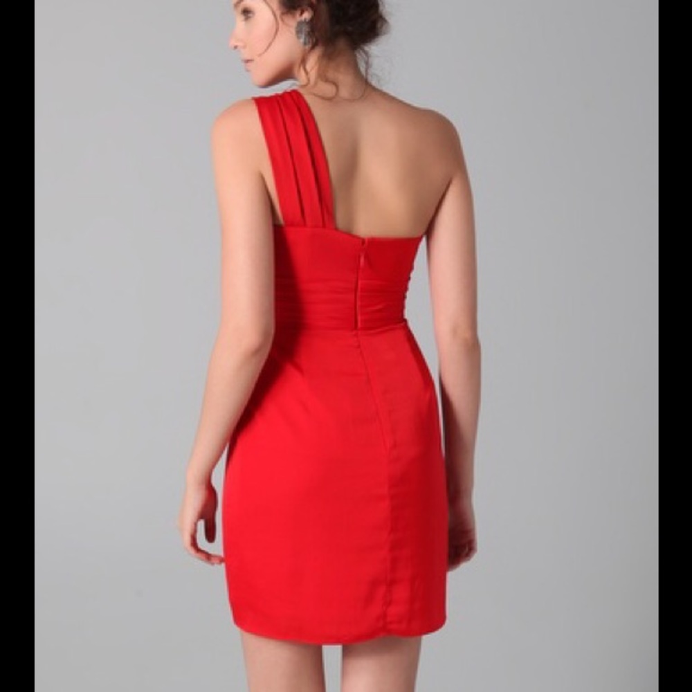 Red BCBG One-Shoulder Party Dress - Picture 2 of 2