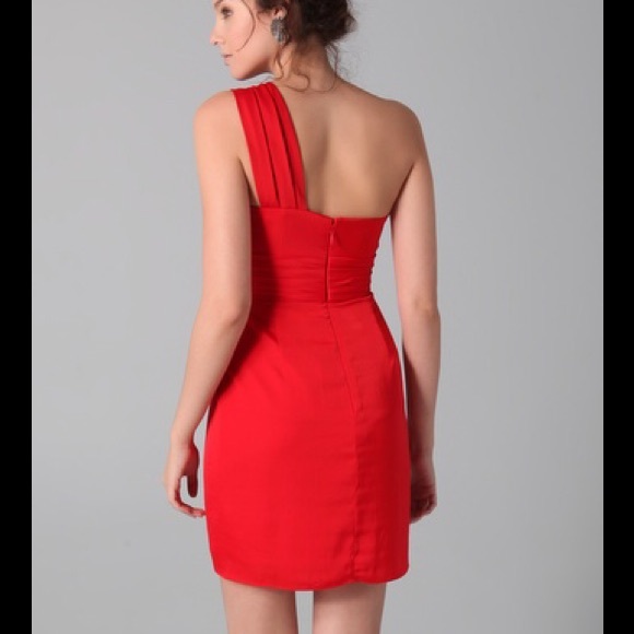 Red BCBG One-Shoulder Party Dress - Picture 2 of 2