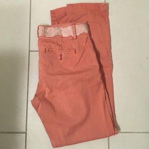 Coral chinos from Anthropologie