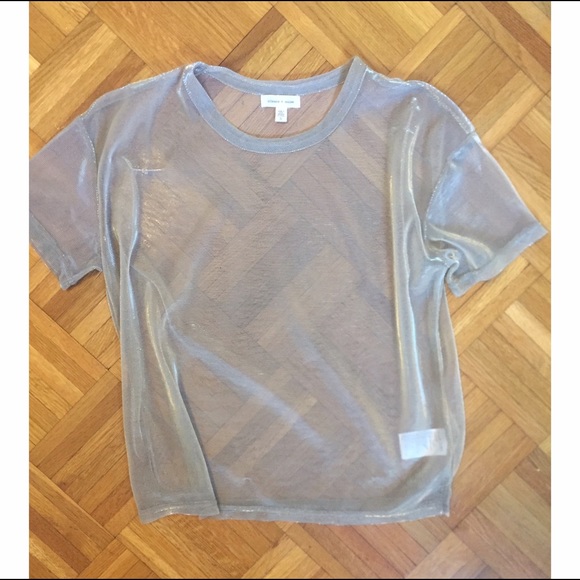 silence + noise Tops - Sheer Light Gold Top