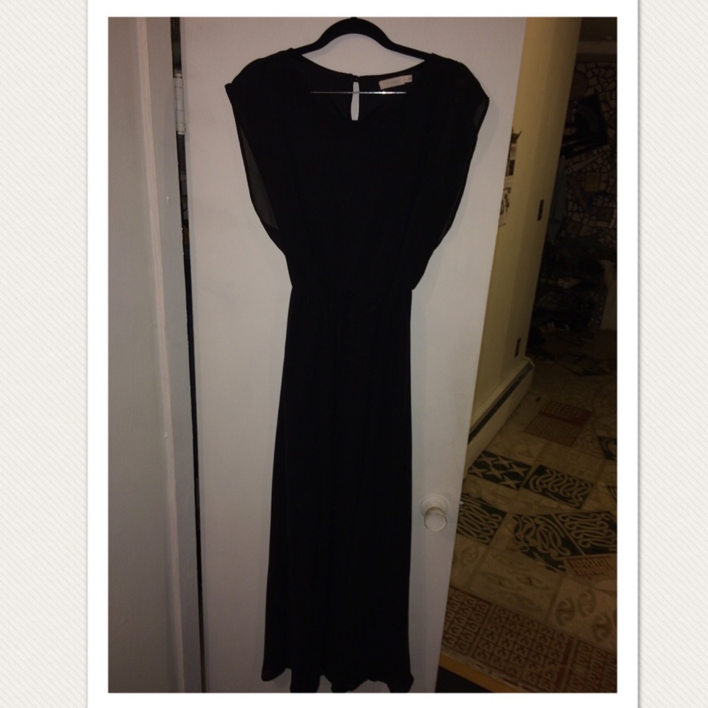 Lush sheer black maxi dress with mini slip & slits
