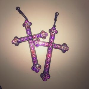 Pink Panache Cross Earrings