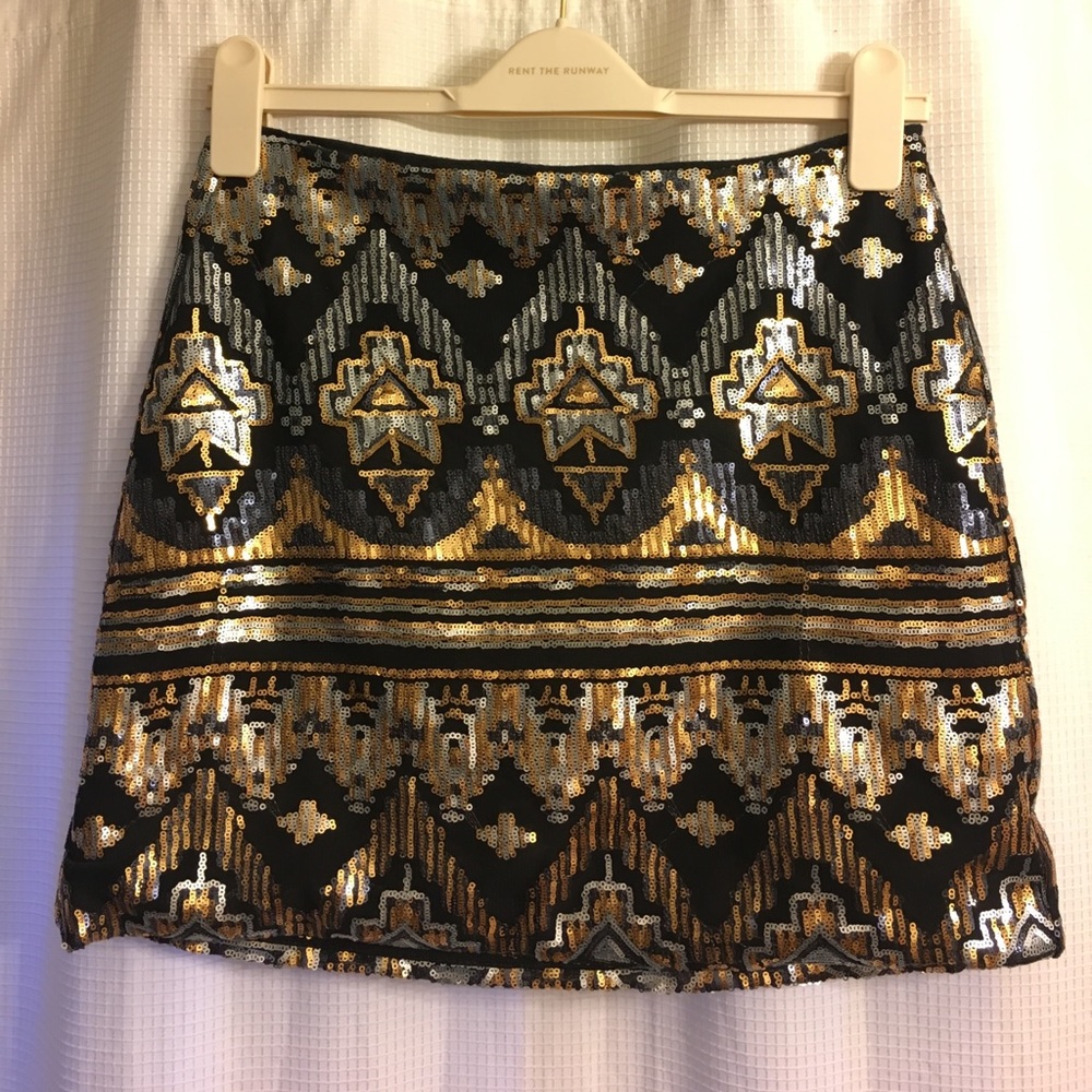 Black, Gold, and Silver Sequined Skirt