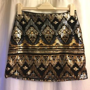 Black, Gold, and Silver Sequined Skirt