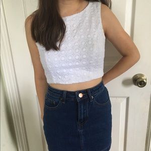 White square neck top