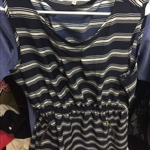 Blue and white striped dress