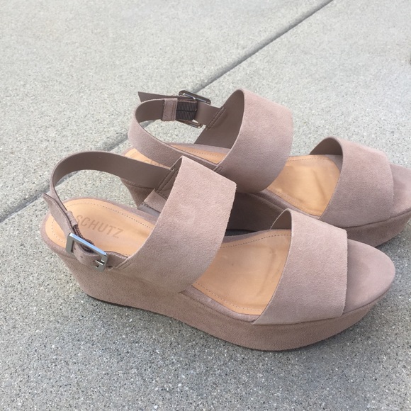 ❌SOLD❌Schutz Cow Suede Slide Wedge Sandals - Picture 2 of 6