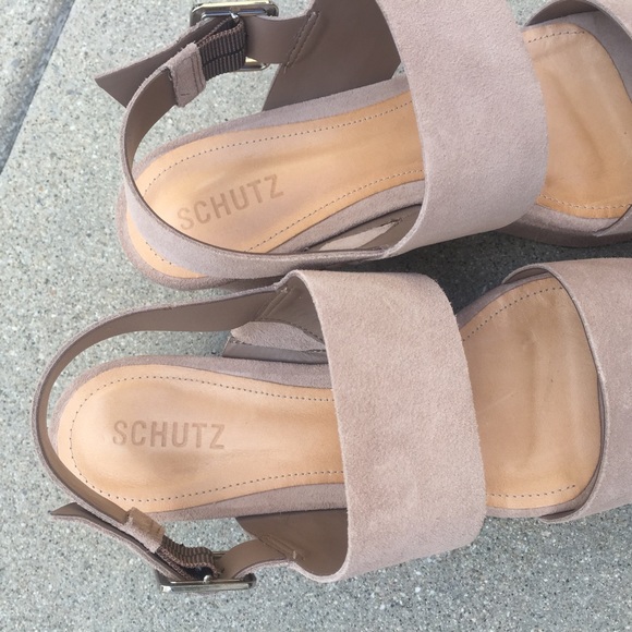 ❌SOLD❌Schutz Cow Suede Slide Wedge Sandals - Picture 3 of 6