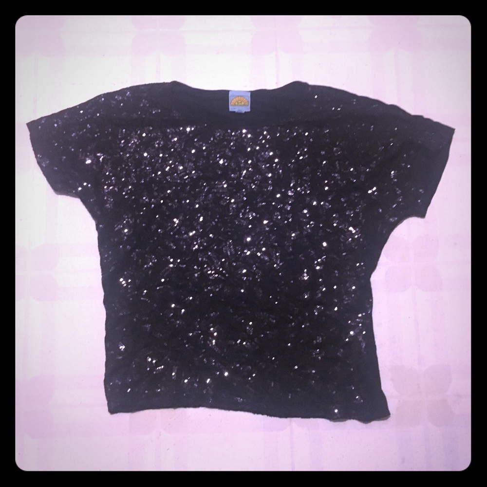 NWOT C&C California Black Sequin Top