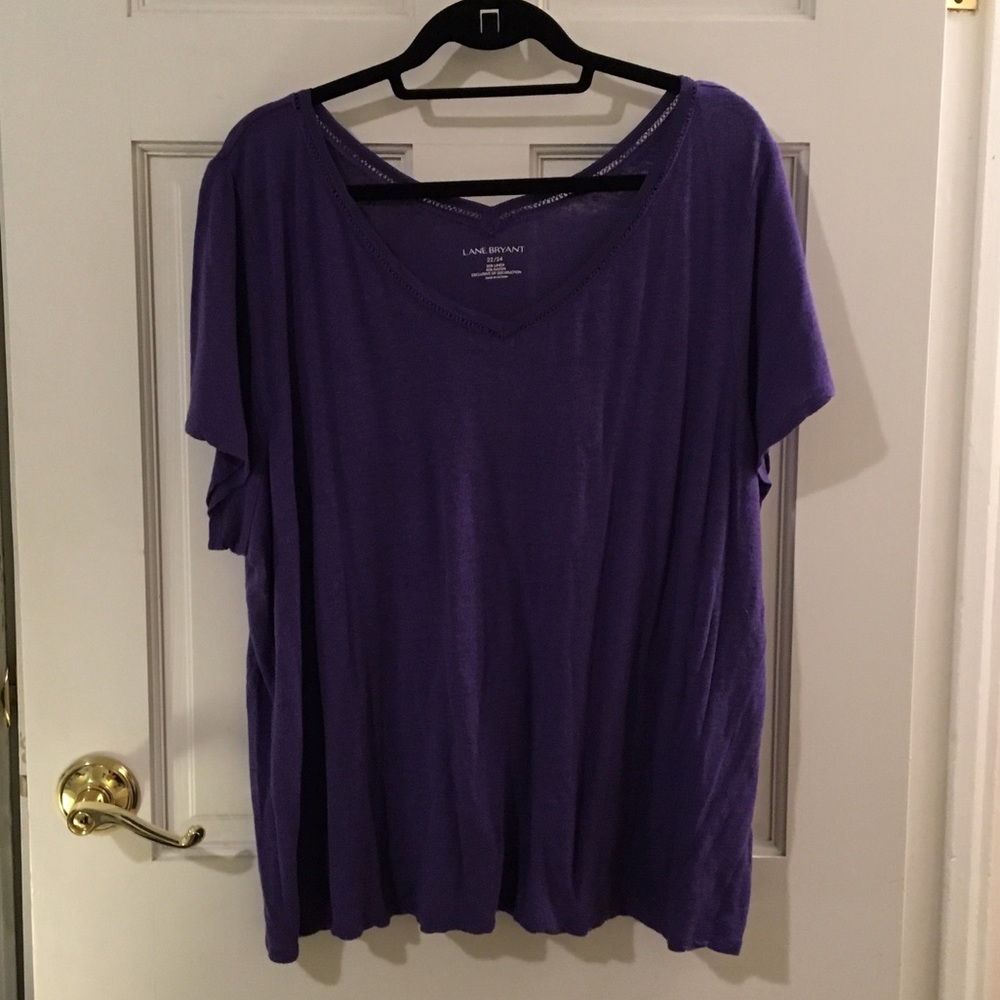 lane bryant v-neck tee - purple 22/24