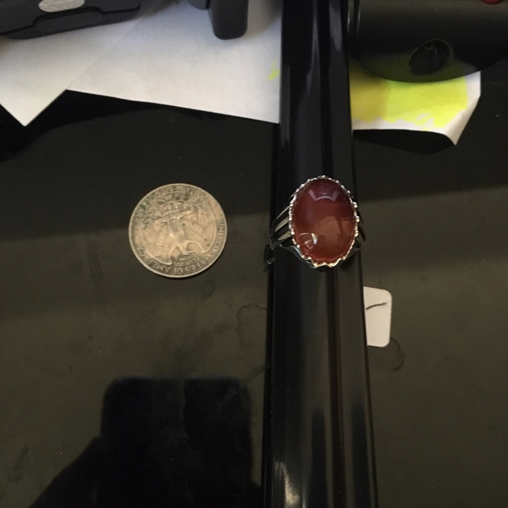 Blood-Orange Sterling Silver Ring - Picture 4 of 5