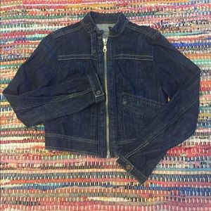 Cropped biker style jean jacket