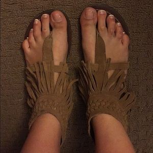Bohemian style ankle strap leather sandals