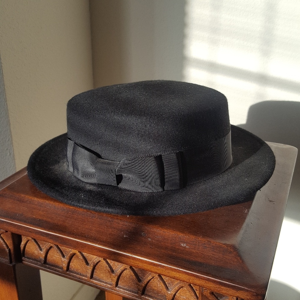 Black Wool Boating Hat