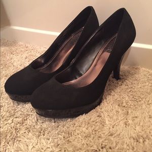 Suede Black Platform Heels