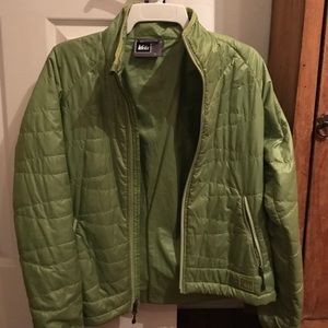 Lime green REI puffer jacket