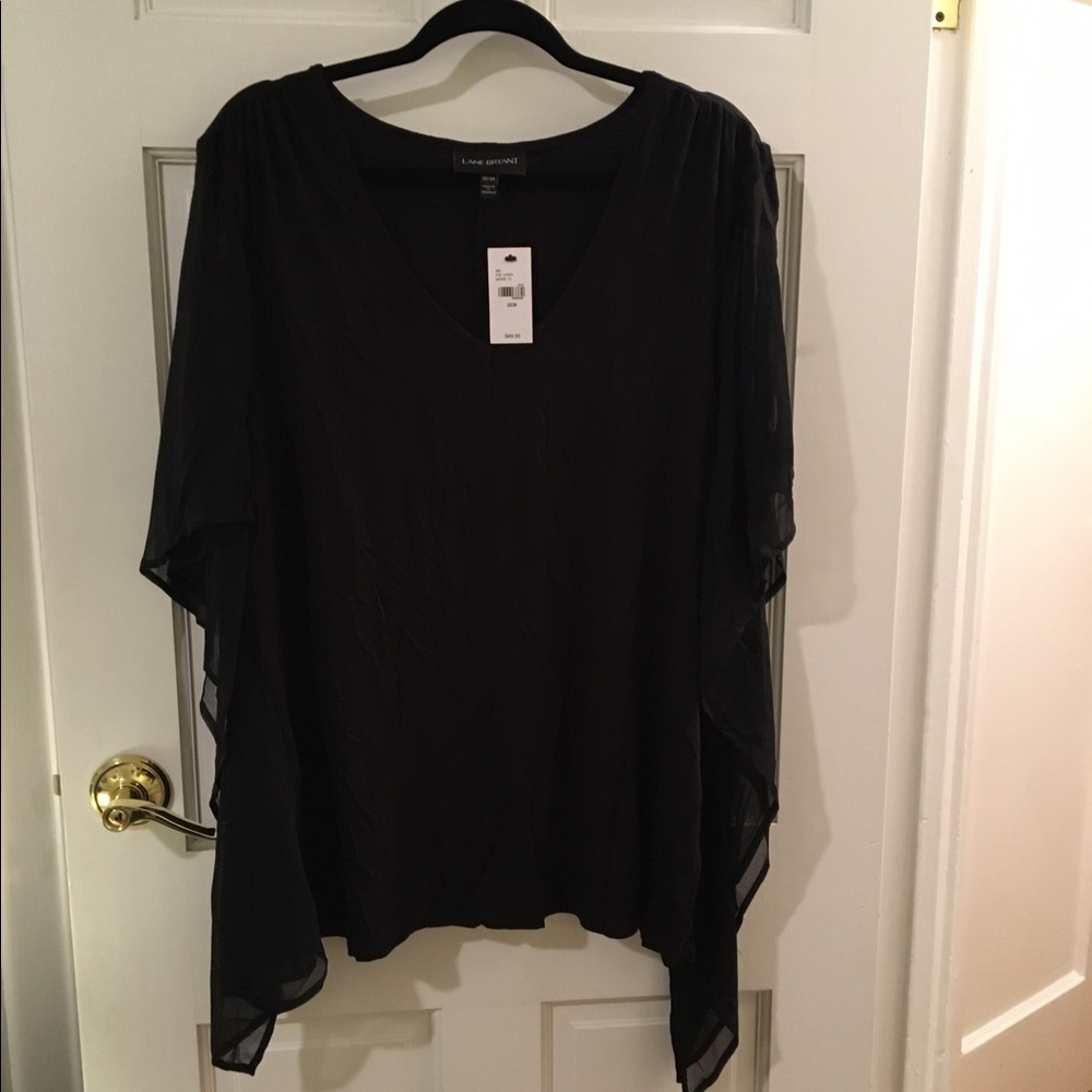 lane bryant - black tee flutter sleeves and sides