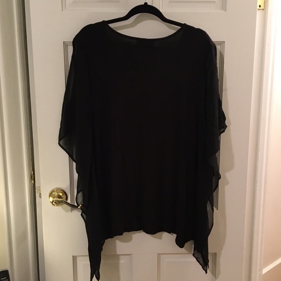 lane bryant - black tee flutter sleeves and sides - Picture 2 of 5