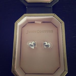 Juicy Couture Heart Stud Earrings - Silver Tone
