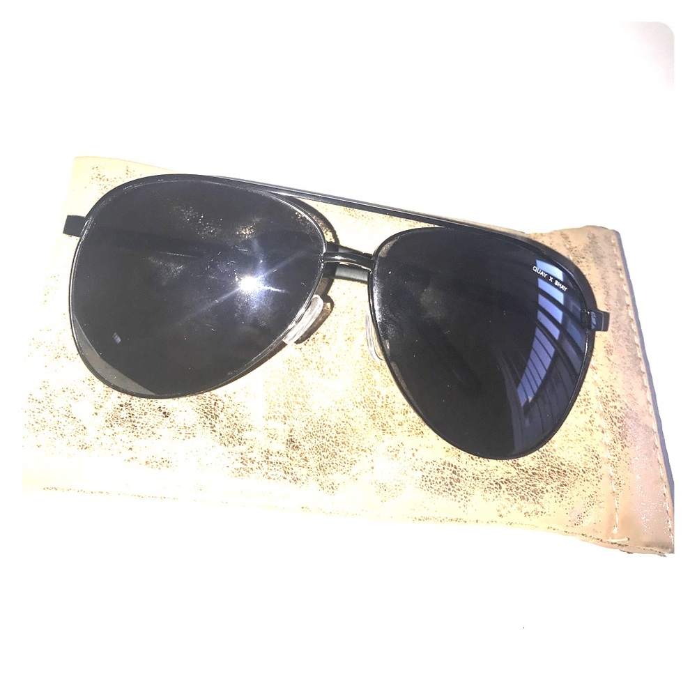 Quay x Shay Vivienne Black Large Aviator Sunglasse